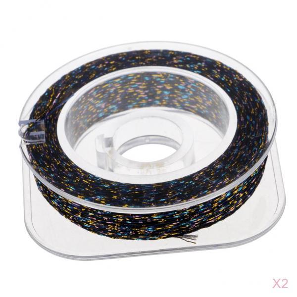 2pcs Metallic Bright Wrapping Fishing Line Rod Building Repairing Black