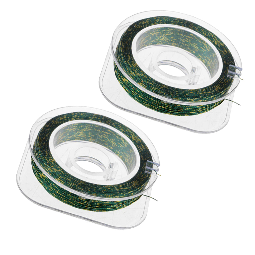 2pcs Metallic Bright Wrapping Fishing Line Rod Building Repairing Green