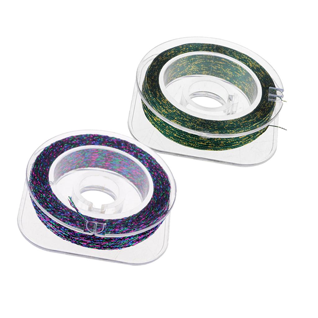 2Pcs Metallic Bright Wrapping Fishing Line Thread Rod Building Repairing