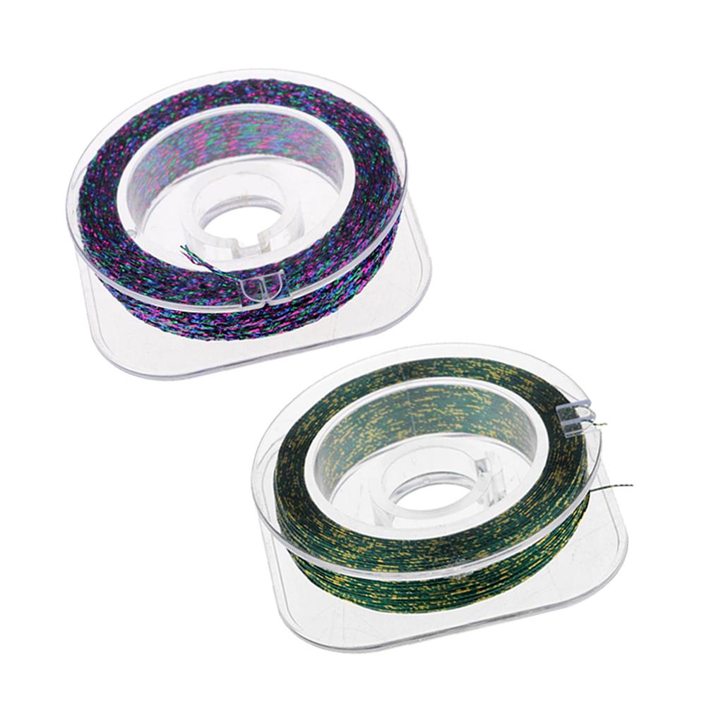 2Pcs Metallic Bright Wrapping Fishing Line Thread Rod Building Repairing