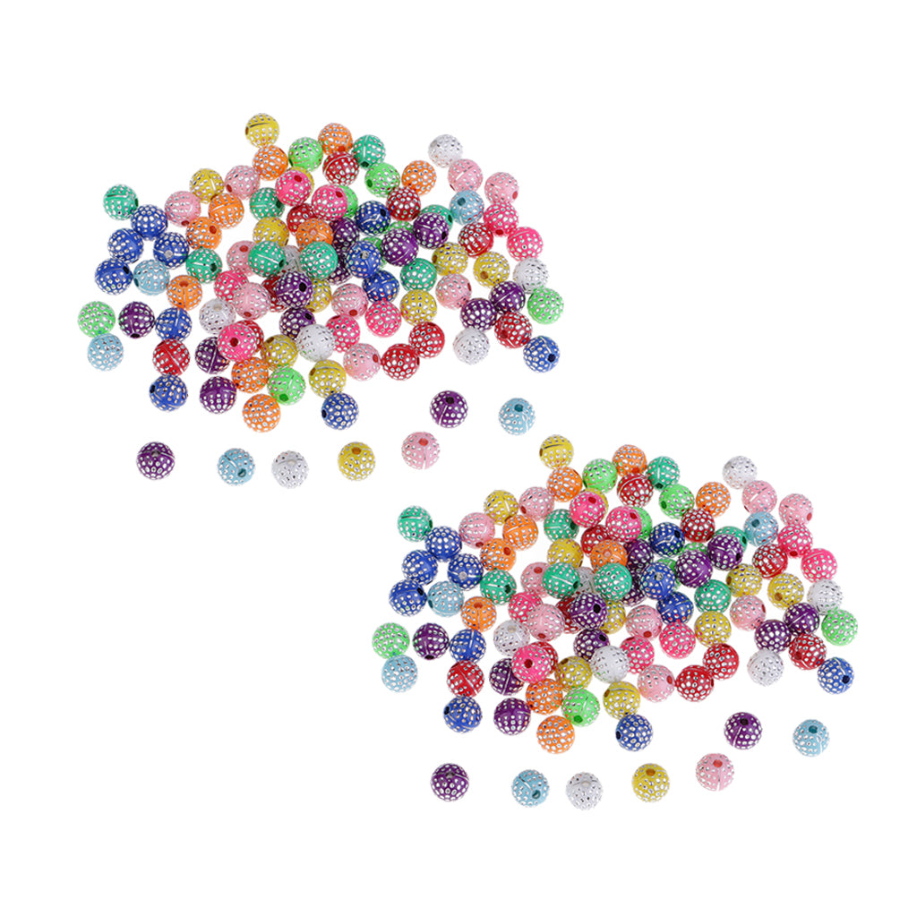 200Pcs Colorful Resin Beads Inlayed with Rhinestone for Jewelry Making 8mm