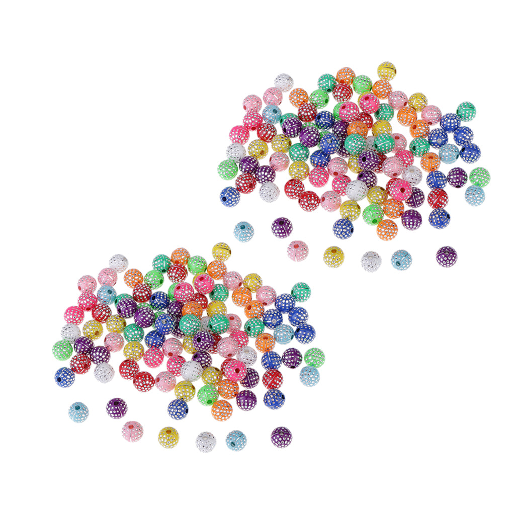200Pcs Colorful Resin Beads Inlayed with Rhinestone for Jewelry Making 8mm