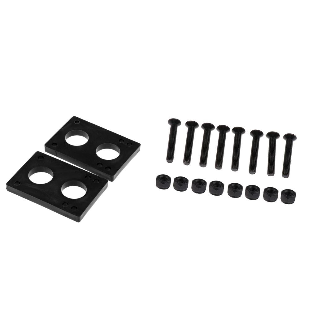 1 Pair 8mm Skateboard Risers Shock Pads+8 Pairs Bolts Longboard Screw Nuts
