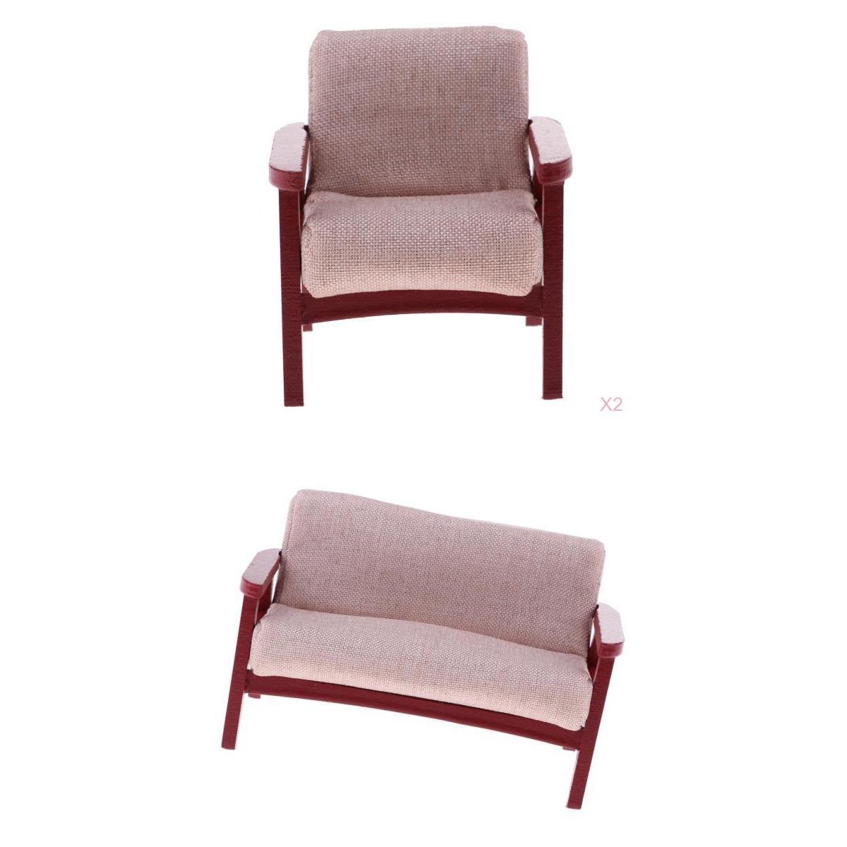 1/12 Scale Dollhouse Miniature Furniture Sofa Set for Living Room Decor