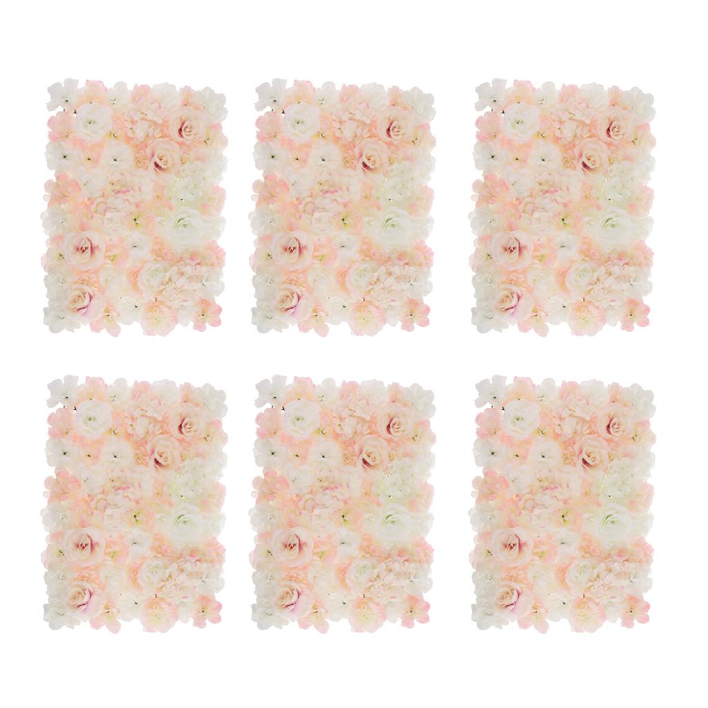 6pcs Artificial Rose Hydrangea Flower Wall Panels Wedding Venue Decoration