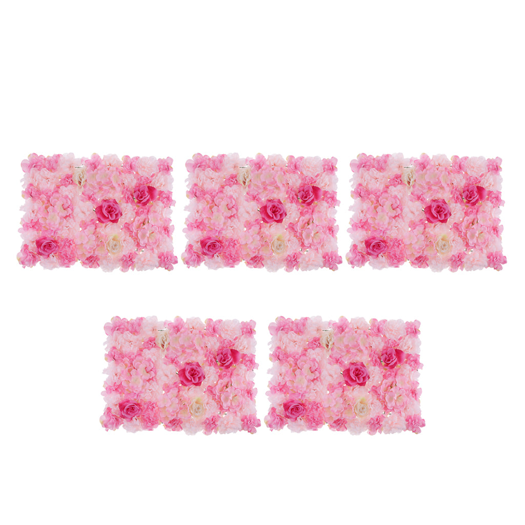 5pcs Artificial Rose Hydrangea Flower Wall Panels Decor 60 x 40cm