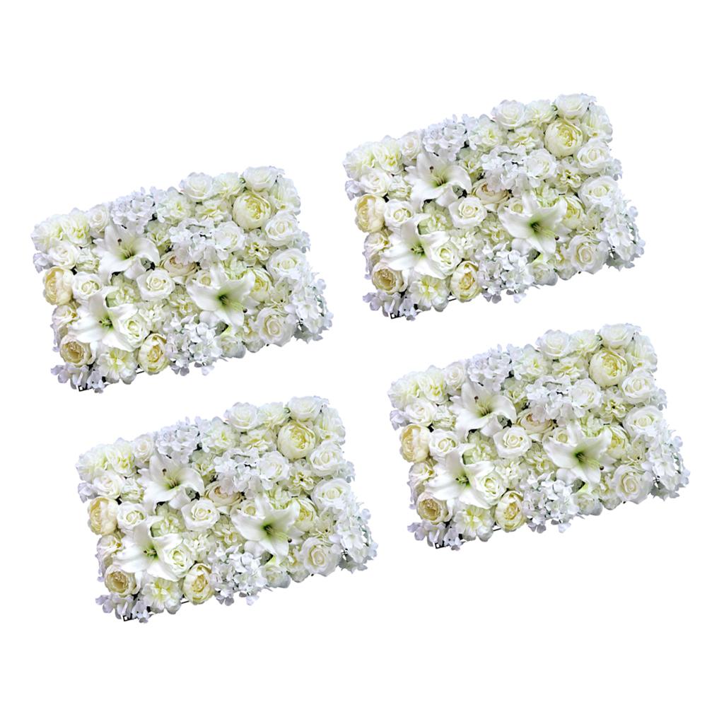 4pcs Artificial Rose Peony Lily Flower Wall Panels Wedding Venue Decoration