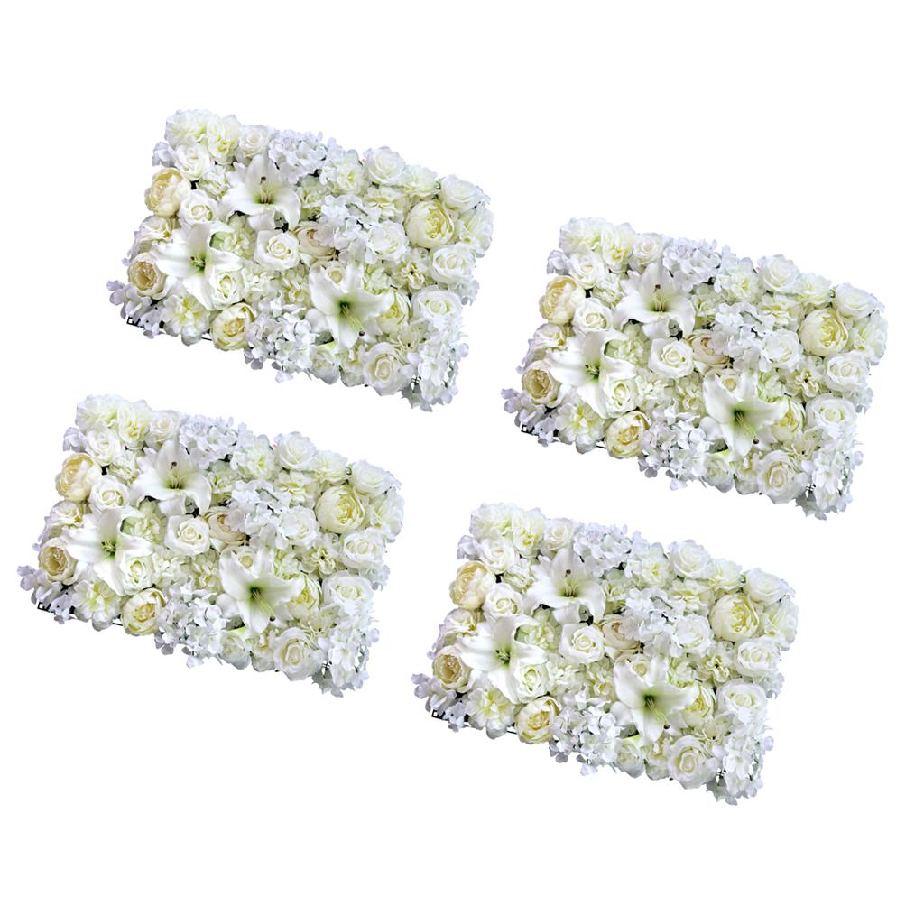 4pcs Artificial Rose Peony Lily Flower Wall Panels Wedding Venue Decoration