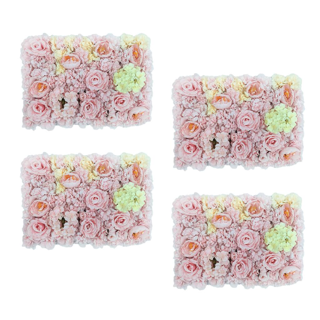 4pcs Artificial Flower Wall Panels Wedding Venue Decoration Photo Prop