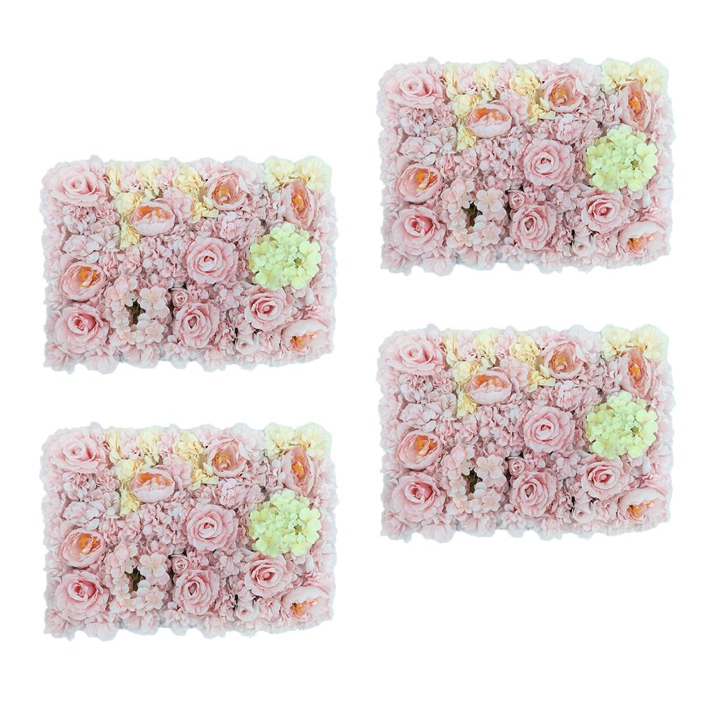 4pcs Artificial Flower Wall Panels Wedding Venue Decoration Photo Prop