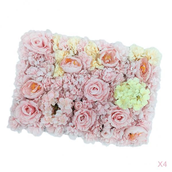 4pcs Artificial Flower Wall Panels Wedding Venue Decoration Photo Prop