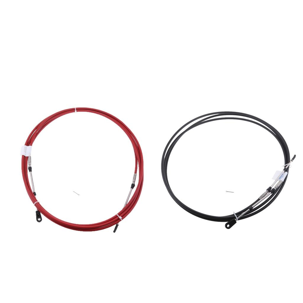 2Pcs 18Ft Throttle Shift Control Cable for Yamaha Outboard Red & Black
