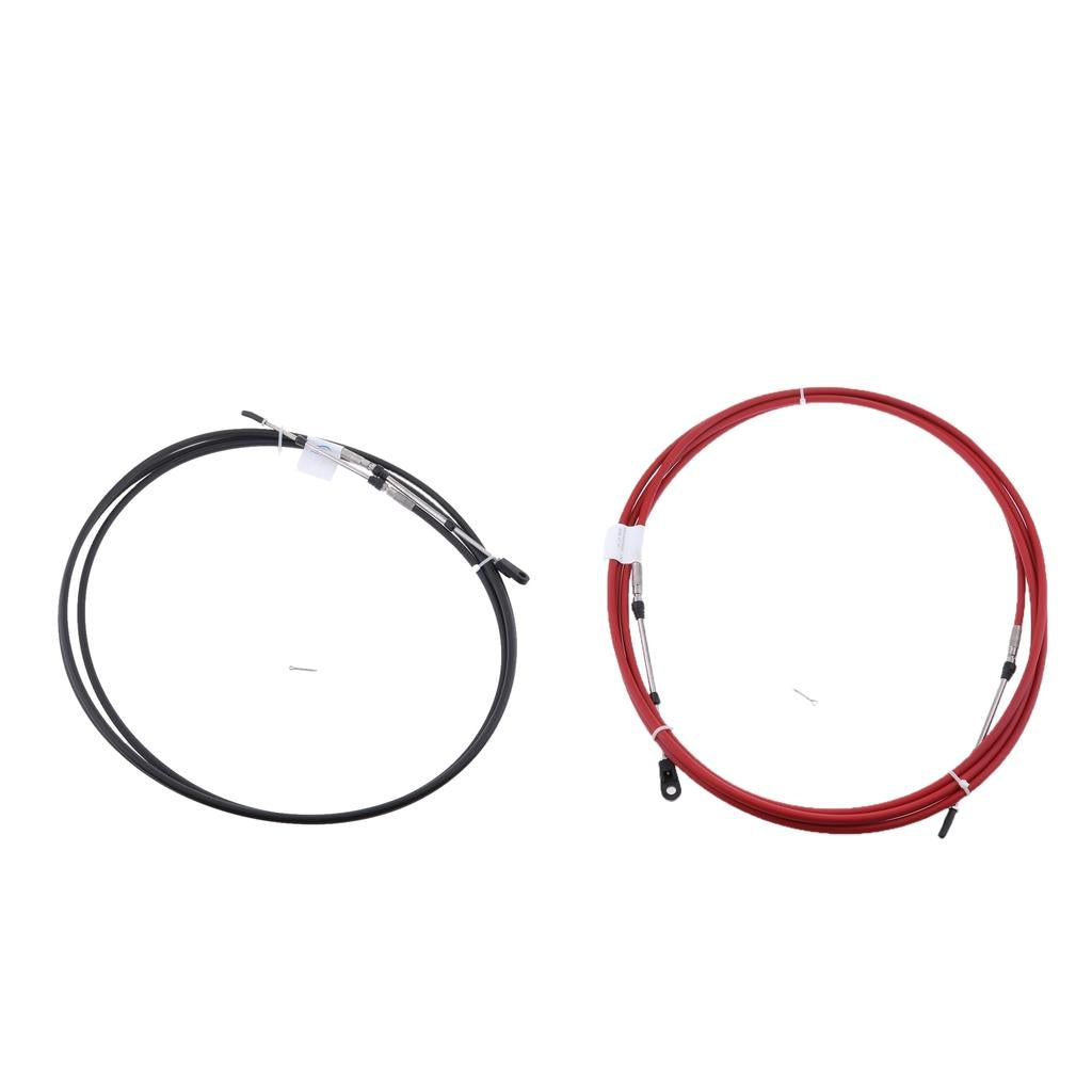 2Pcs 18Ft Throttle Shift Control Cable for Yamaha Outboard Red & Black