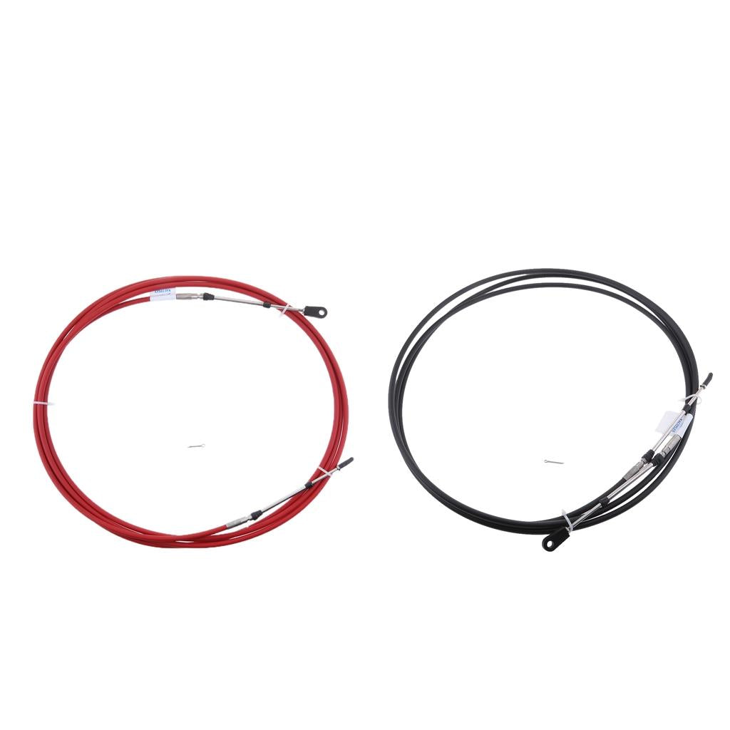 2Pcs 16Ft Throttle Shift Control Cable for Yamaha Outboard Red & Black