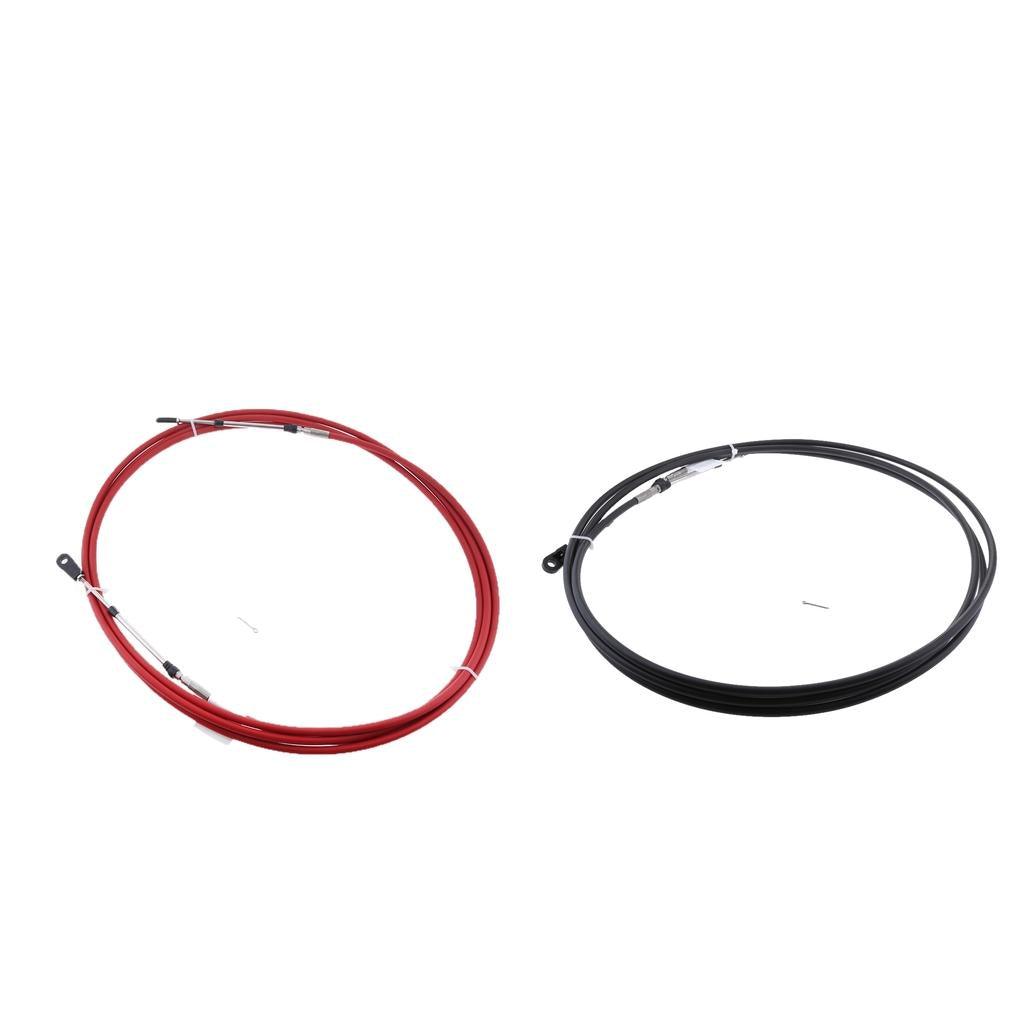 2Pcs 15Ft Throttle Shift Control Cable for Yamaha Outboard Red & Black