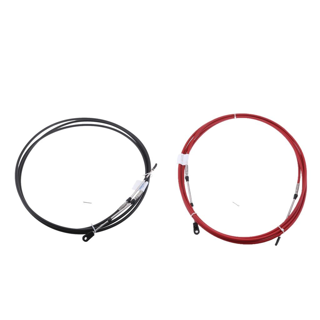 2Pcs 15Ft Throttle Shift Control Cable for Yamaha Outboard Red & Black