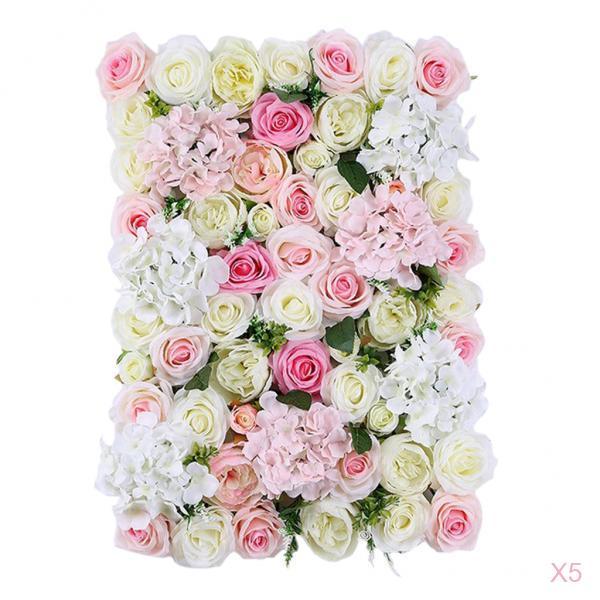 5pcs Artificial Flower Wall Panels Wedding Venue Decoration 60 x 40cm