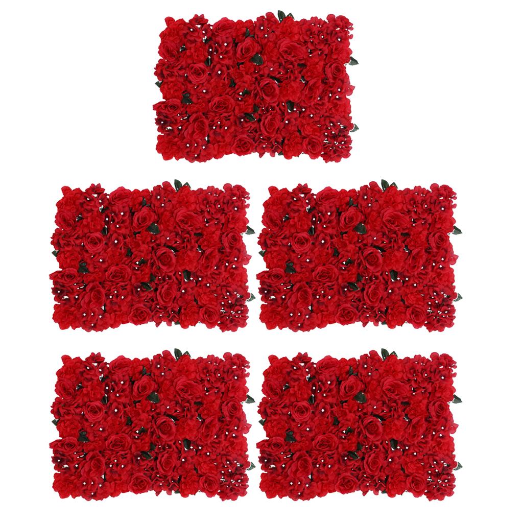 5pcs Artificial Flower Wall Wedding Venue Flower Pillar Main Road Decor Red