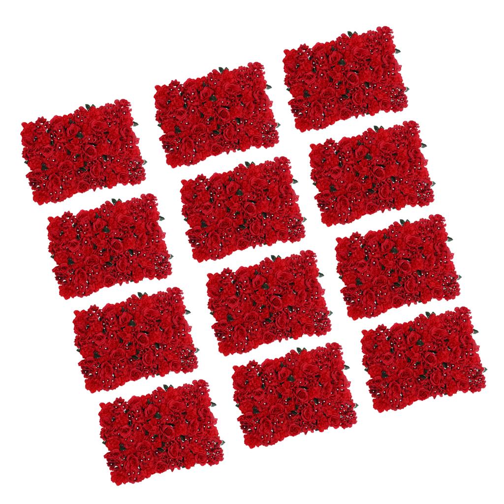 12pcs Artificial Flower Wall Wedding Venue Flower Pillar Main Road Decor Red