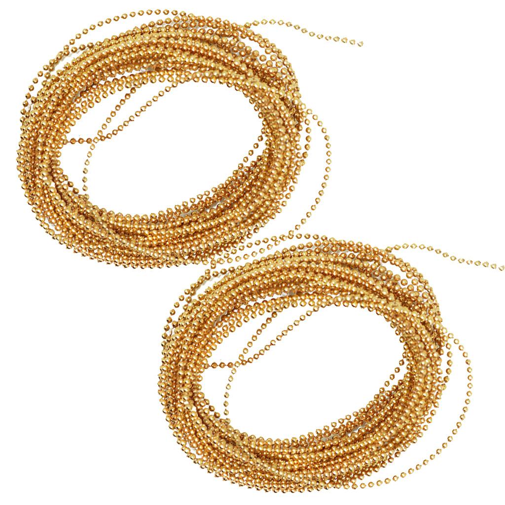 2Pcs 5 Meters Plastic Beads Beaded Ribbon Trim String for Wedding 15mm Gold