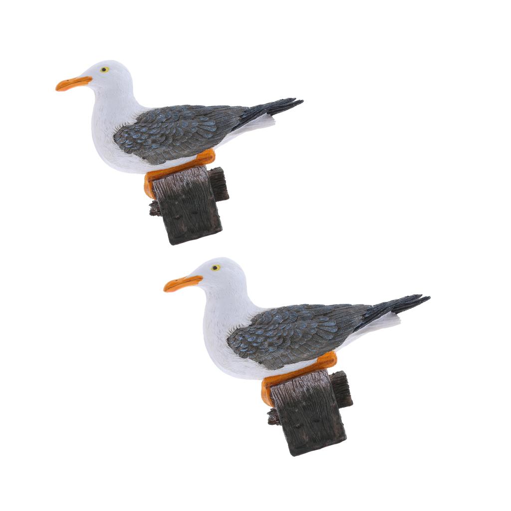 2 x Creative Resin Seagull Statue Lawn Ornament Garden Sculpture Home Decor
