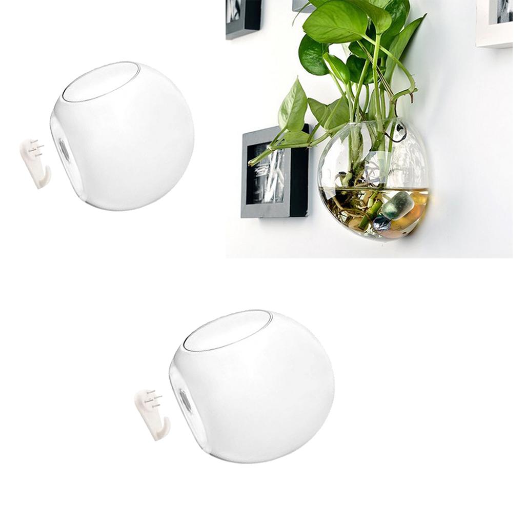 2 x Wall Hanging Planter Glass Hydroponic Vase Plant Pot Terrarium Ball 10cm
