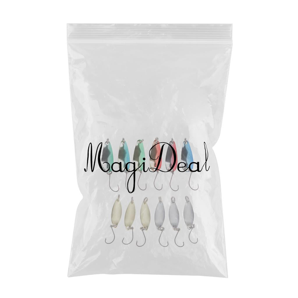 12 Pieces Fishing Lures Baits Spoon Lures Metal Hard Baits Crankbaits Tackle