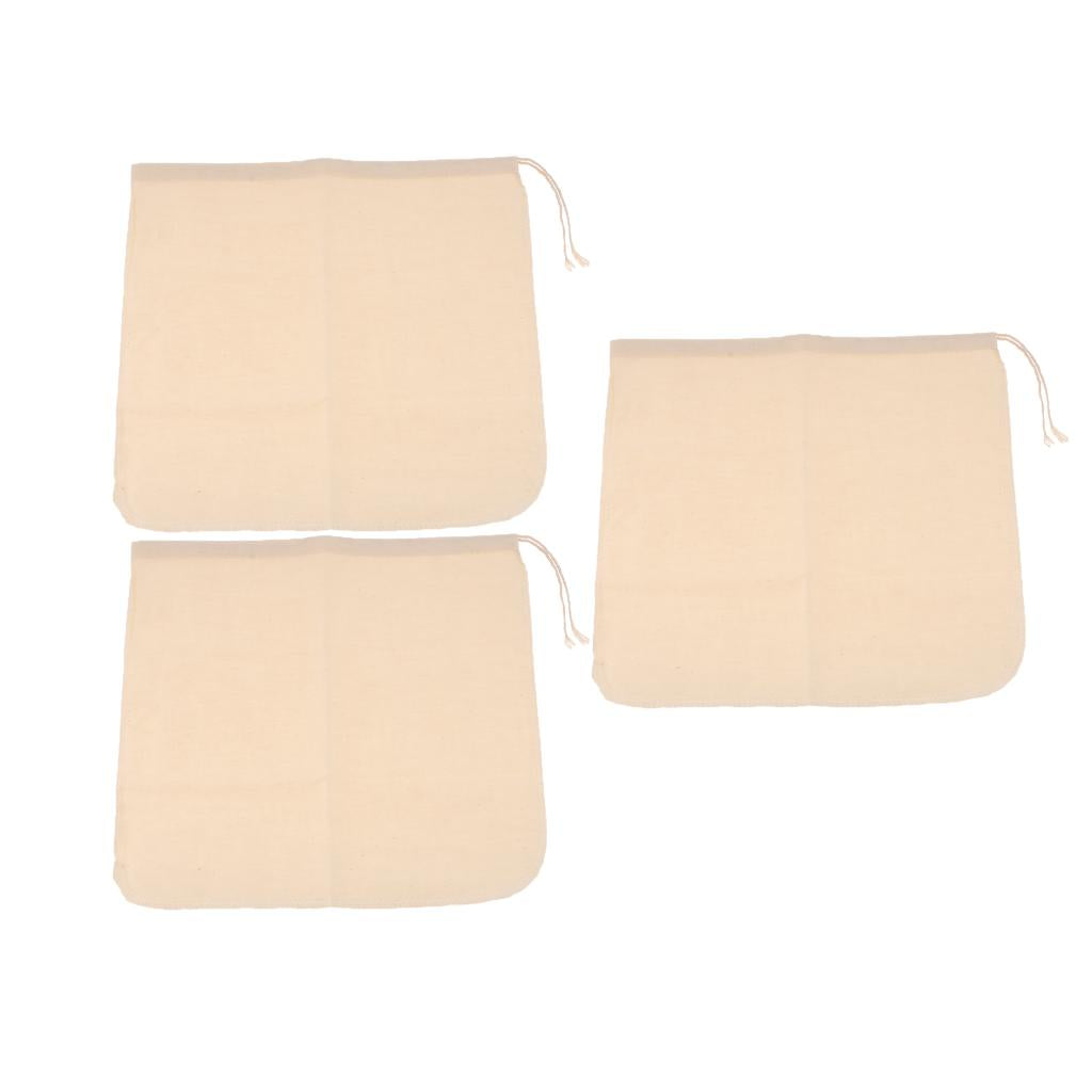 4 Pcs Milk Coffee Juice Reusable Cotton Mesh Strainer Filter Bag 30x30cm