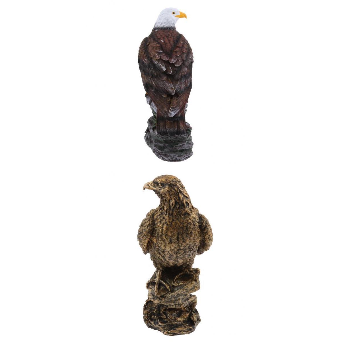 2Pieces Simulation Eagle Figurine Model Outdoor Garden Lawn Ornament