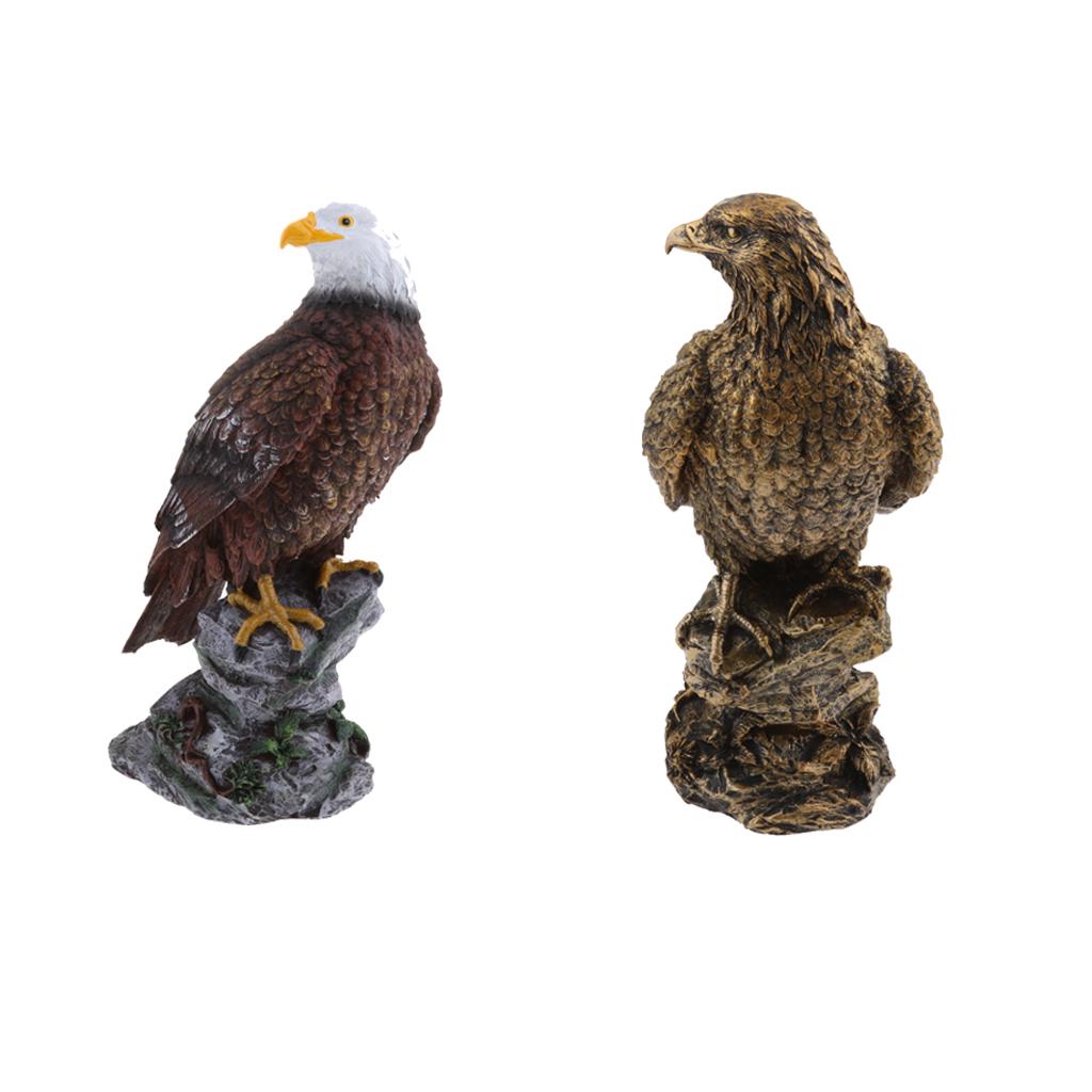 2Pieces Simulation Eagle Figurine Model Outdoor Garden Lawn Ornament