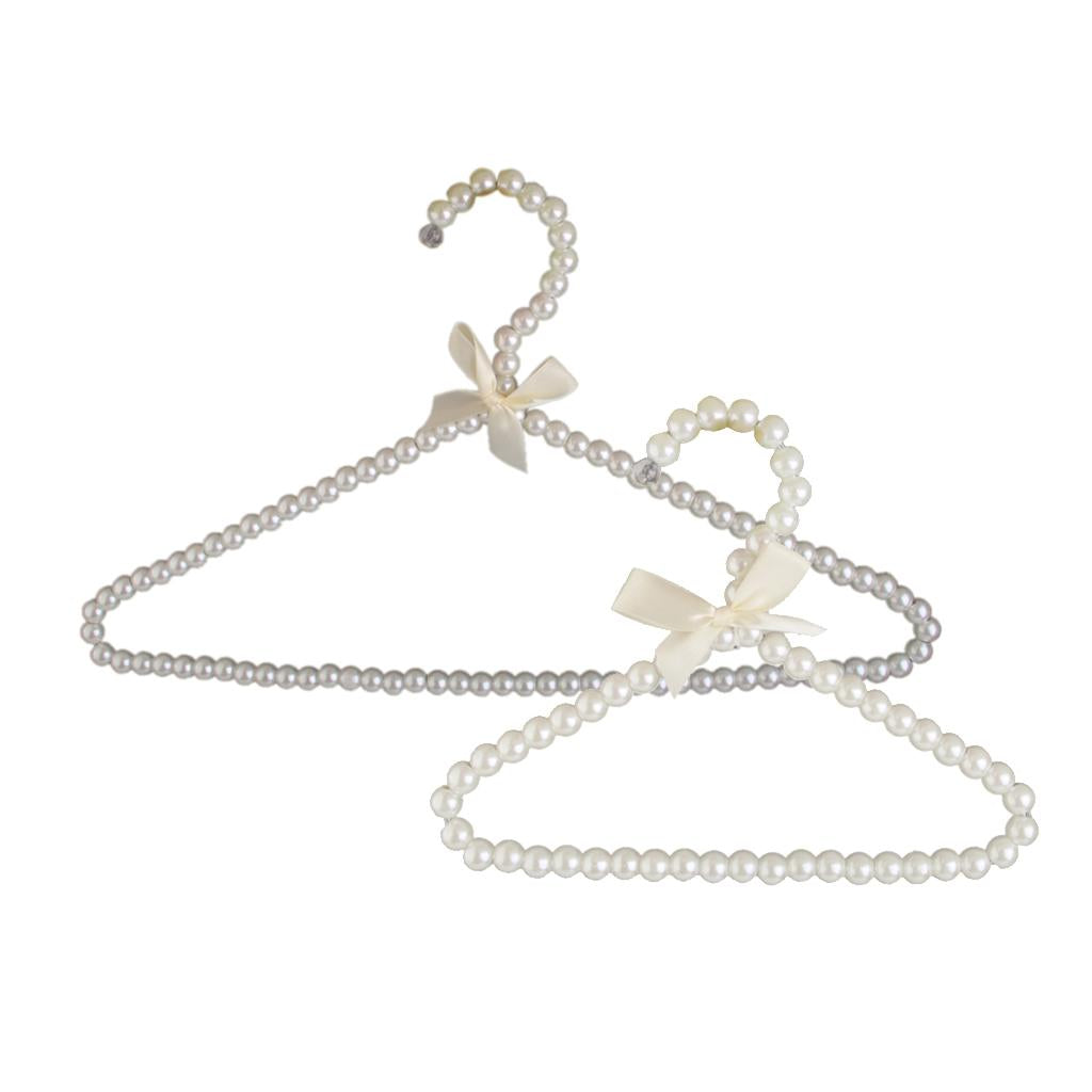 2x Iron Clothes Hanger Skirts Trousers Hooks Swan Shape Hanger White Bowknot