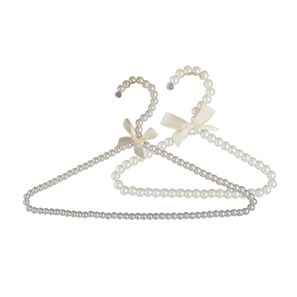 2x Iron Clothes Hanger Skirts Trousers Hooks Swan Shape Hanger White Bowknot