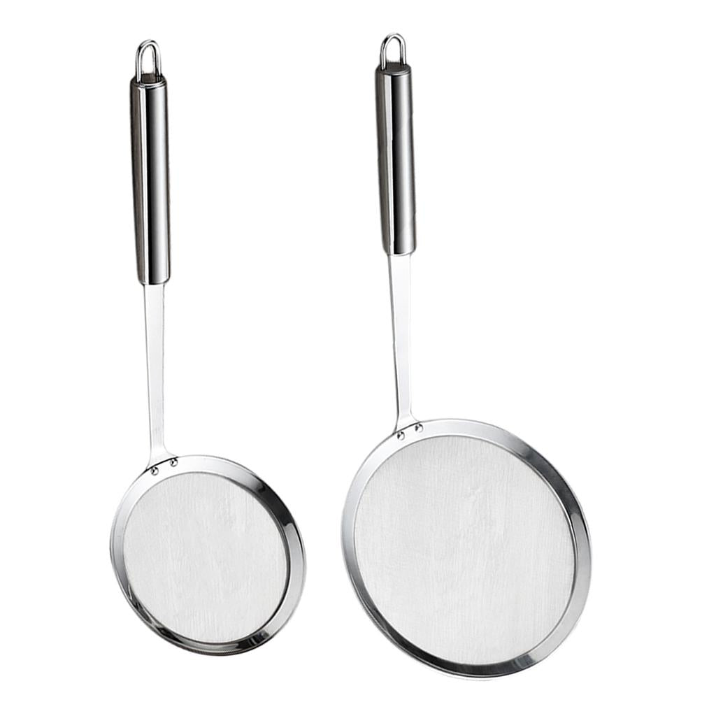 2x Stainless Steel Oil Filter Spoon Hot Pot Skimmer Frying Spoon 16cm+12cm