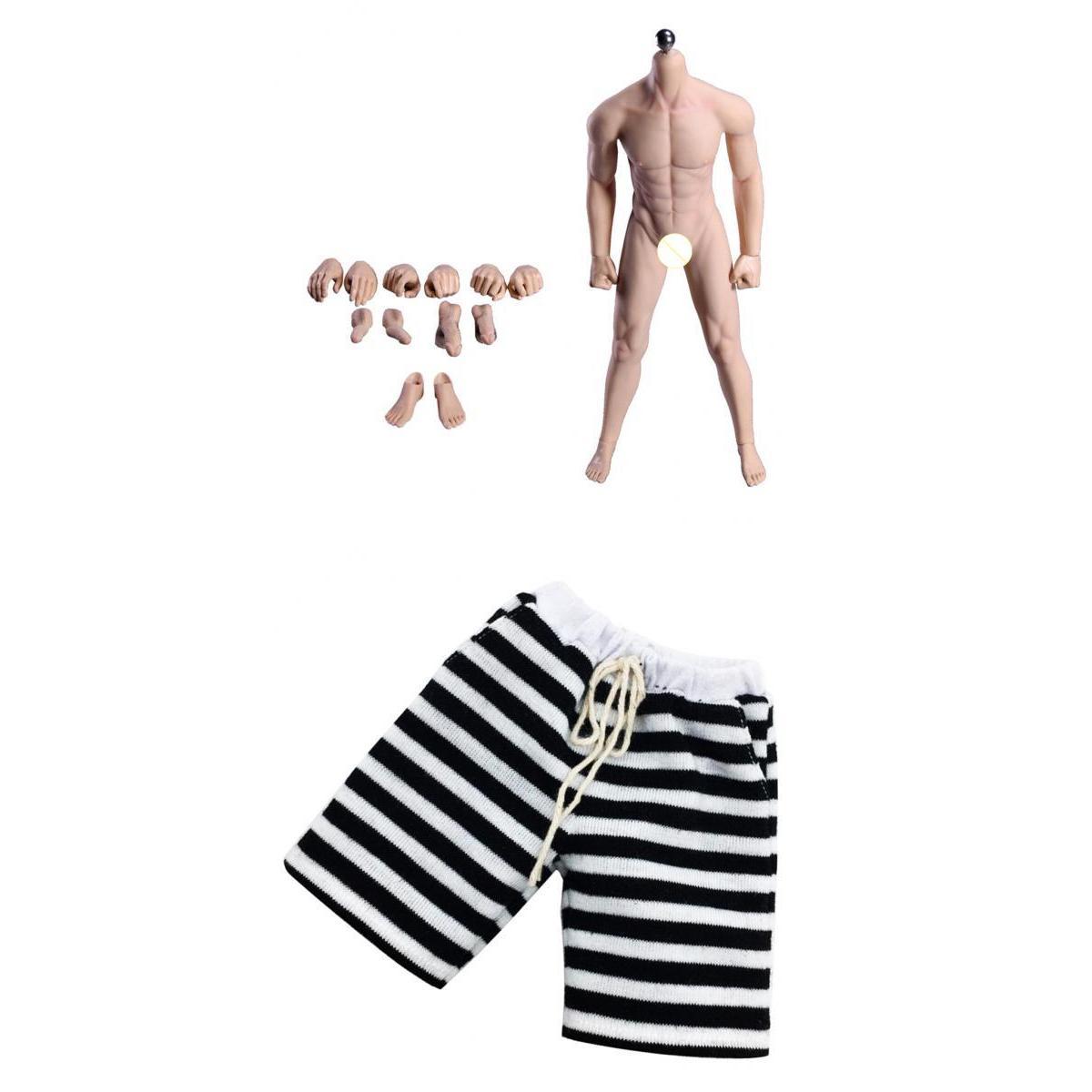 1/6 Scale Super Flexible Male Seamless Body with Steel Skeleton Short Pants
