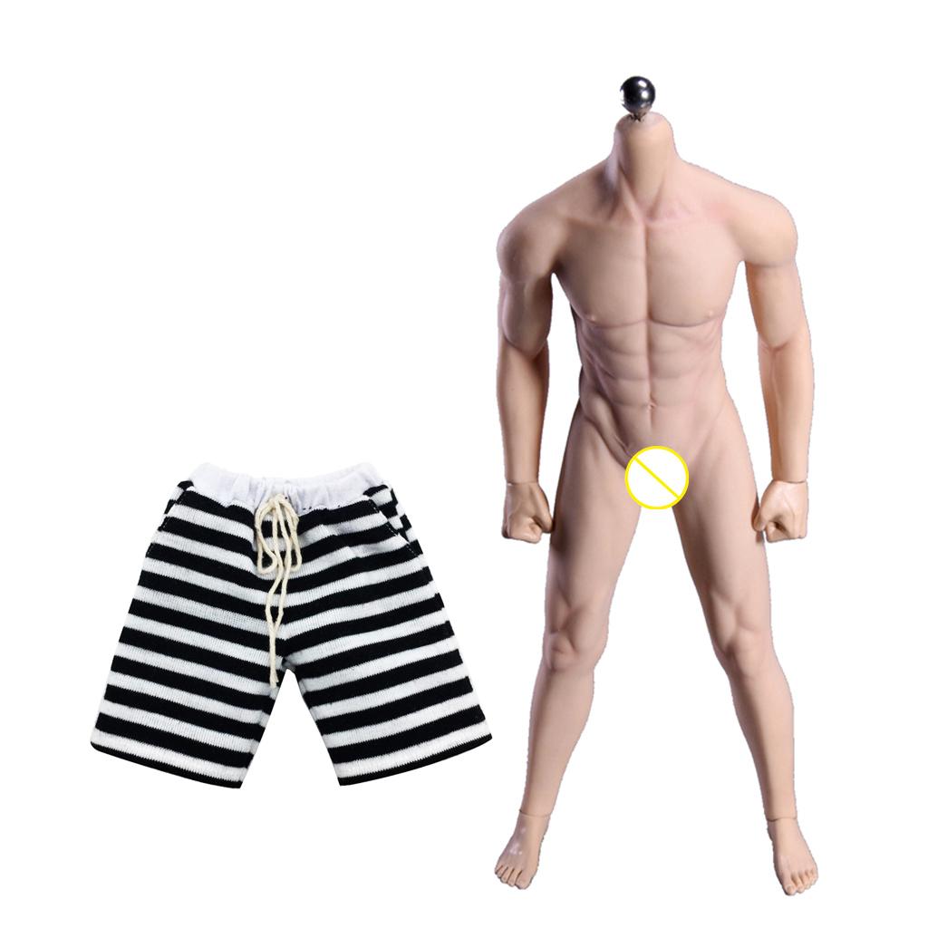 1/6 Scale Super Flexible Male Seamless Body with Steel Skeleton Short Pants