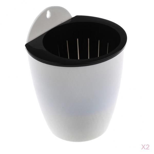 2pcs Garden Self-watering Plant Flower Pot Wall Hanging Plastic Planter-S