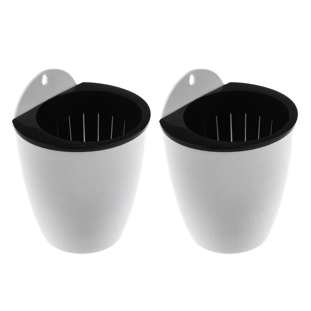 2pcs Garden Self-watering Plant Flower Pot Wall Hanging Plastic Planter-S