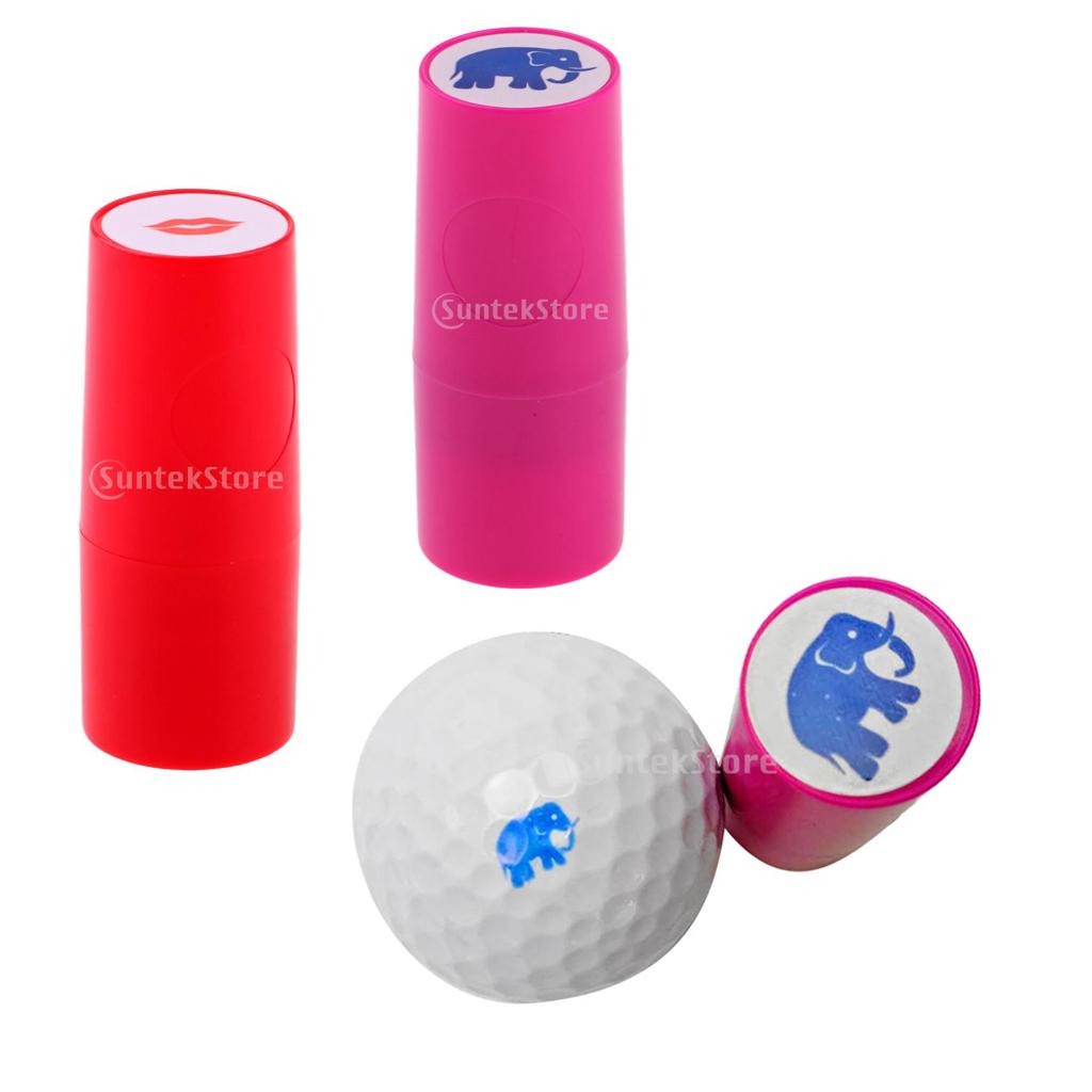 2pcs Colorfast Quick-dry Golf Ball Stamper Marker Impression Lips+Elephant