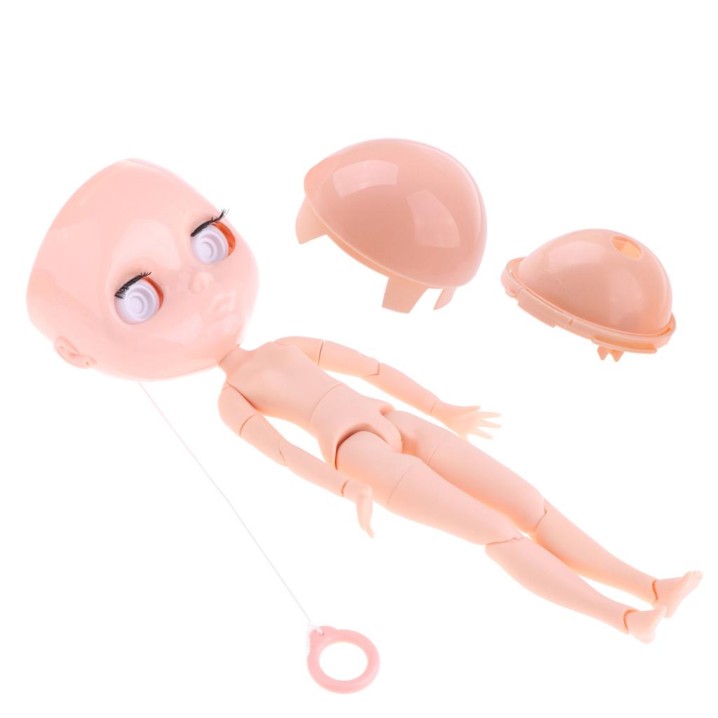 19 Joints Nude Body Parts & Head Scalp Shell Kit for 1/6 RBL Neo Blythe Doll