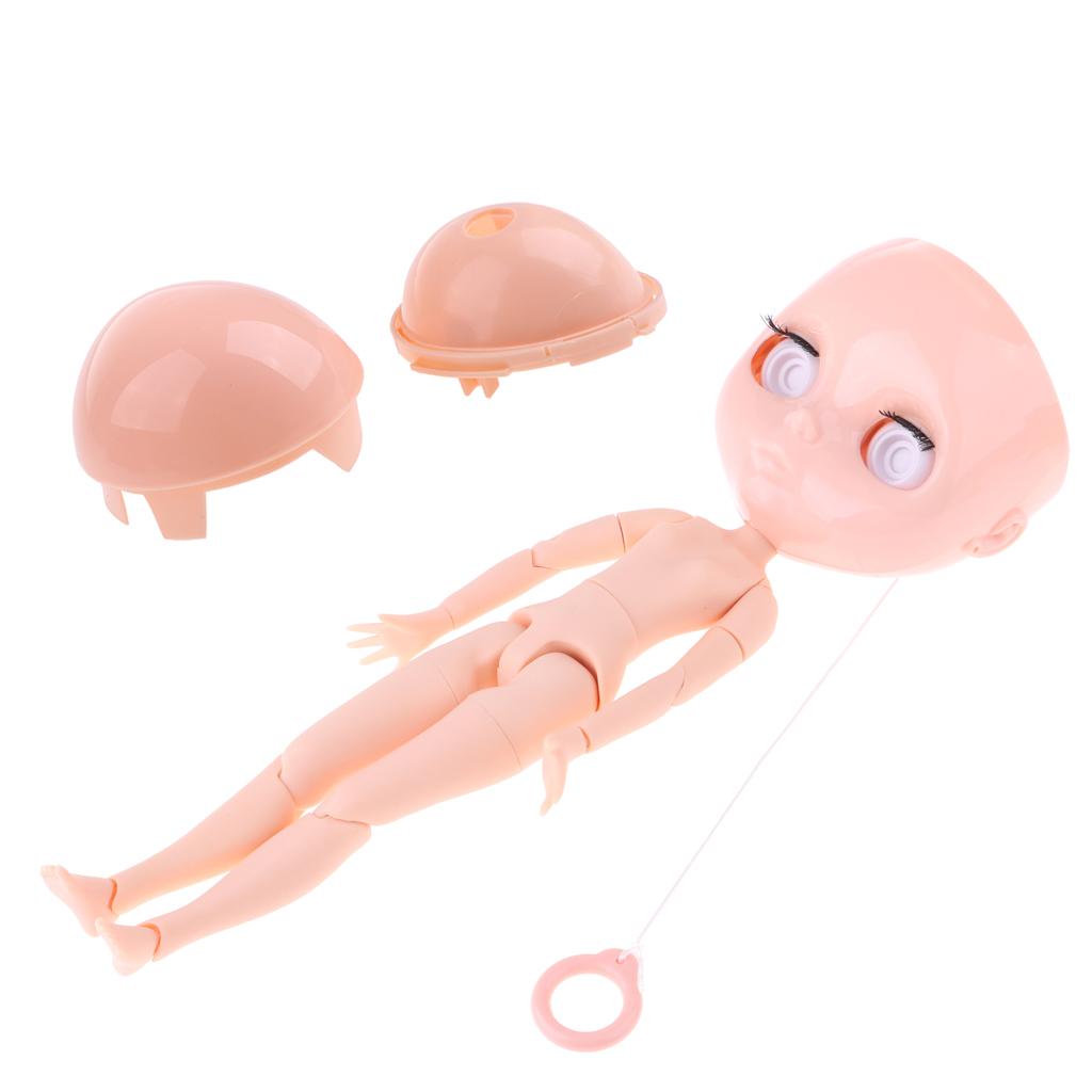 19 Joints Nude Body Parts & Head Scalp Shell Kit for 1/6 RBL Neo Blythe Doll
