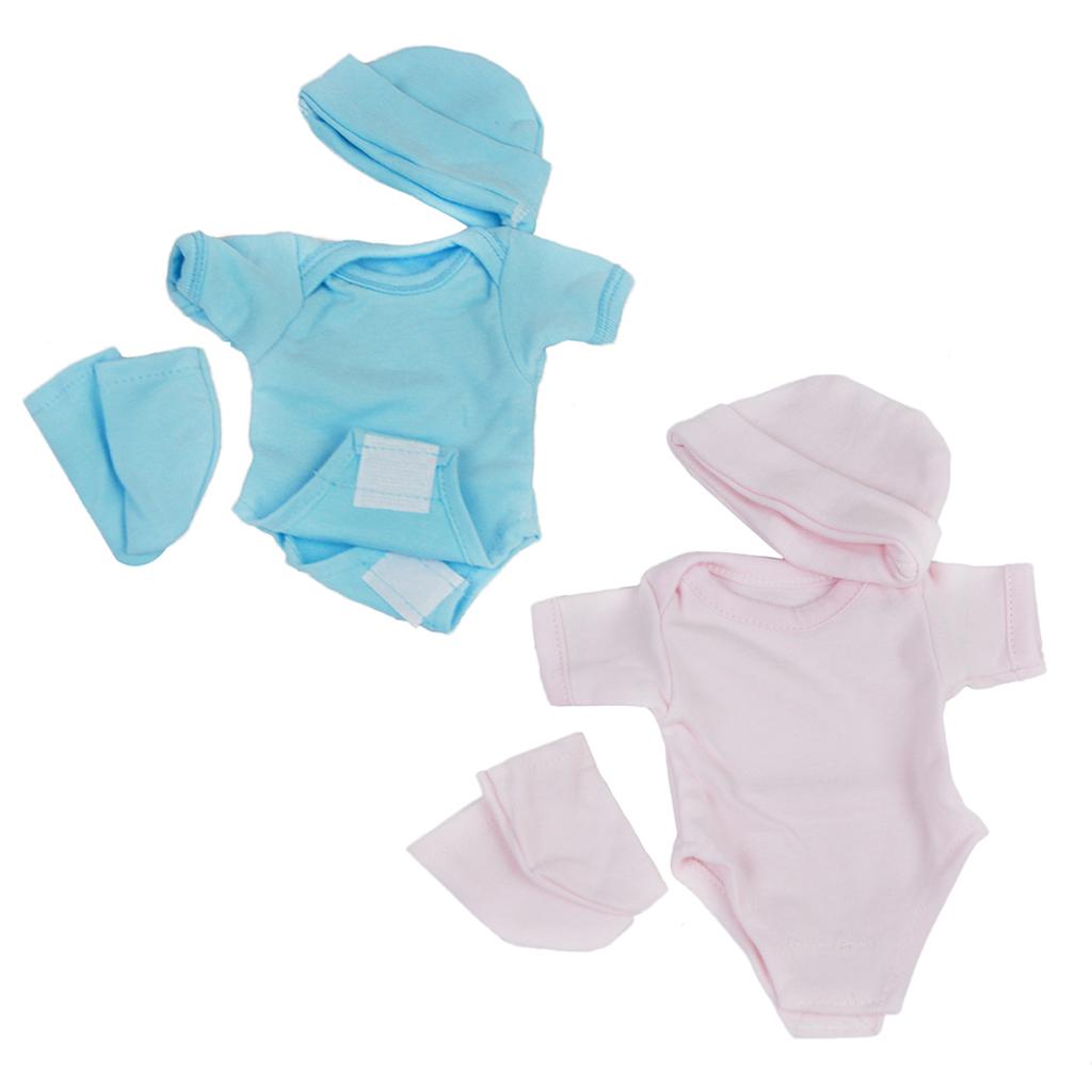 2Pcs Romper Jumpsuit Socks Hat Set for 10''-11'' Reborn Baby Girl Doll Accs