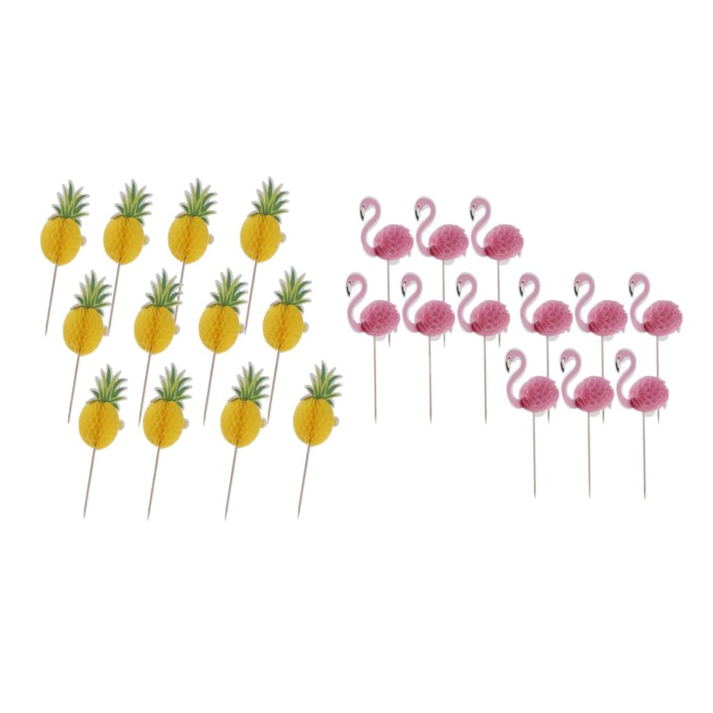 3D Fineapple Hawaiian Flamigo Cupcake Cake Topper Birthday Party Supplier