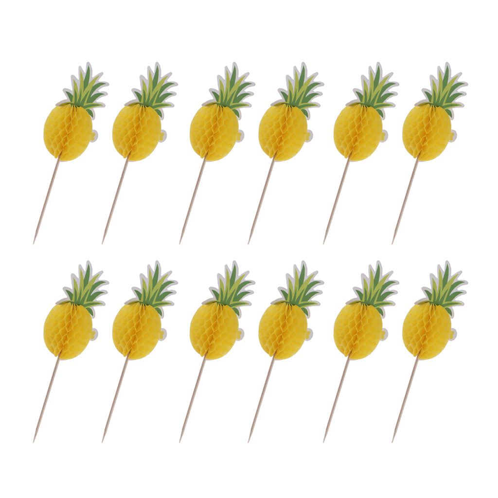 24 Pieces Pineapple Cupcake Party Cake Toppers for Luau Hawaii Birthday