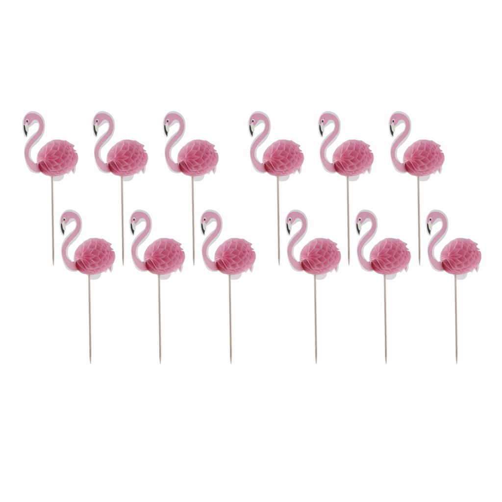 24 Pieces Flamigo Cupcake Cake Toppers Cake Decor for Luau Hawaii Birthday
