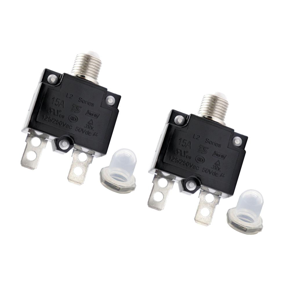 2pcs 15A Circuit Breaker Overload Protector Switch Fuse Resettable 125/250V