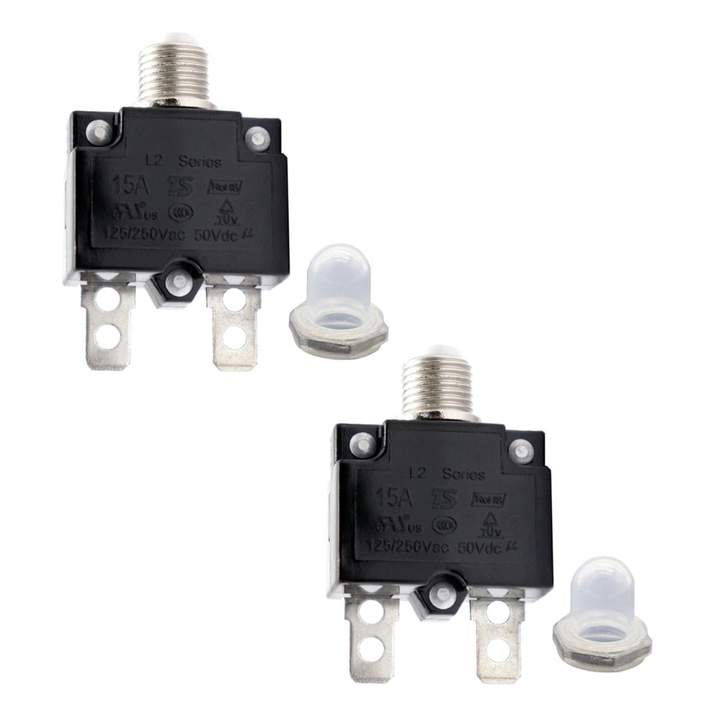 2pcs 15A Circuit Breaker Overload Protector Switch Fuse Resettable 125/250V