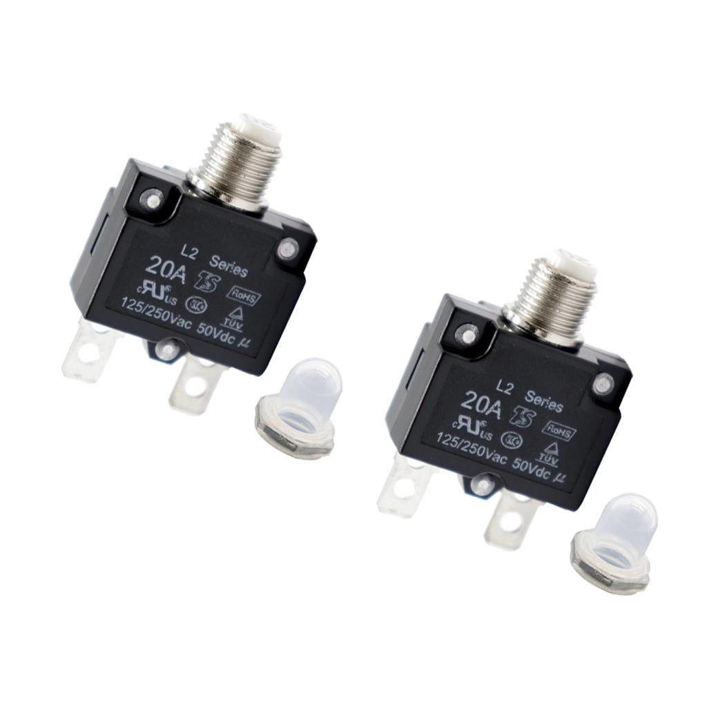2pcs 20A Circuit Breaker Overload Protector Switch Fuse Resettable 125/250V