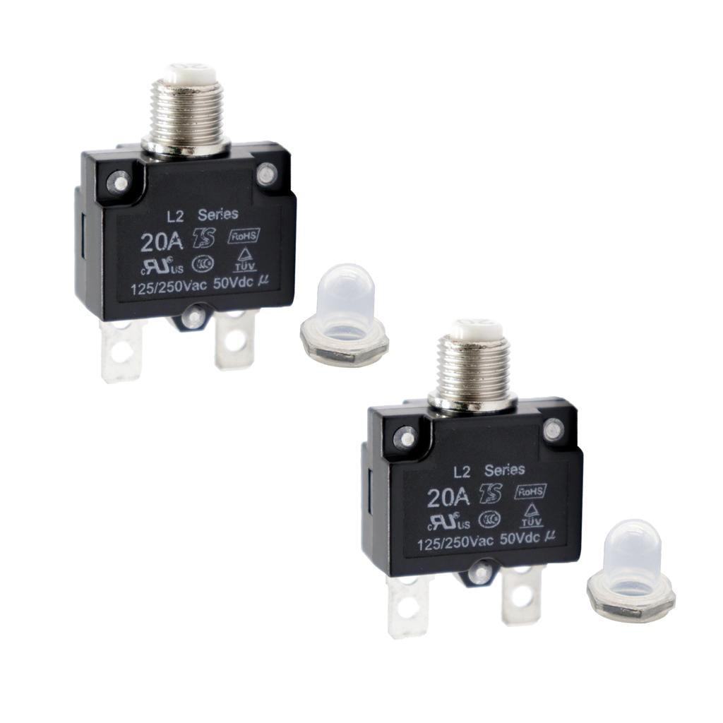2pcs 20A Circuit Breaker Overload Protector Switch Fuse Resettable 125/250V