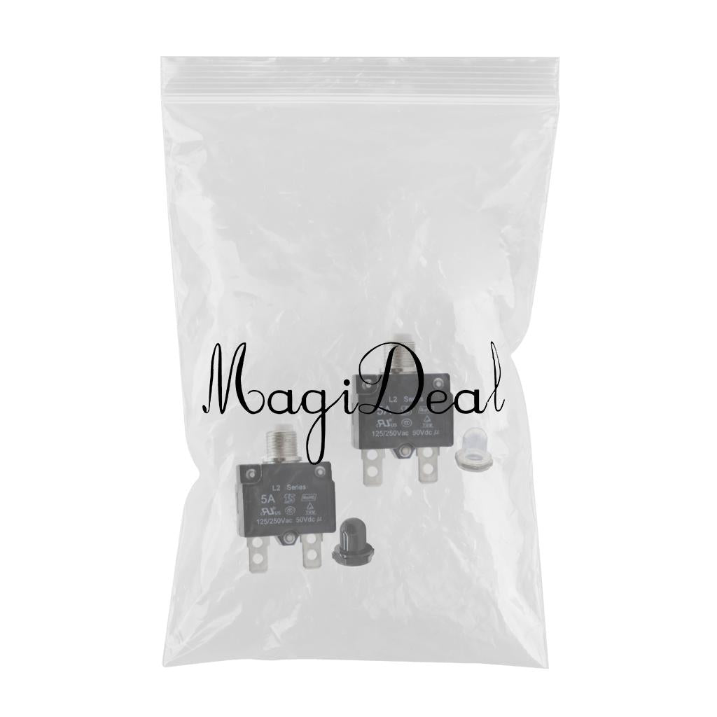 2pcs 5Amp Circuit Breaker Overload Protector Switch Fuse Resettable 125/250V