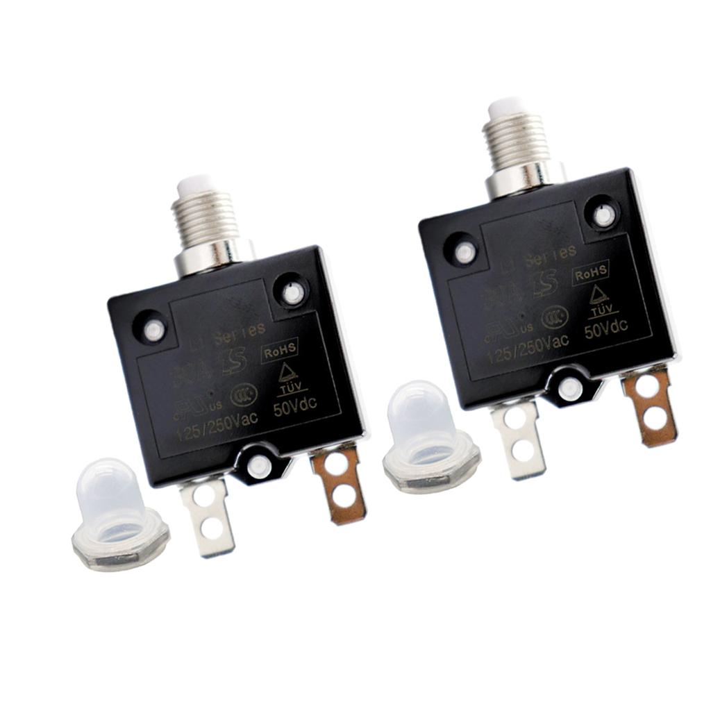 2pcs 30A Circuit Breaker Overload Protector Switch Fuse Resettable 125/250V